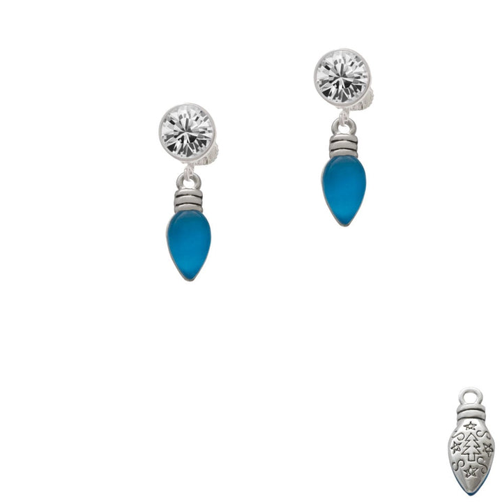 Christmas Lights - Hot Blue Resin Crystal Clip On Earrings Image 1