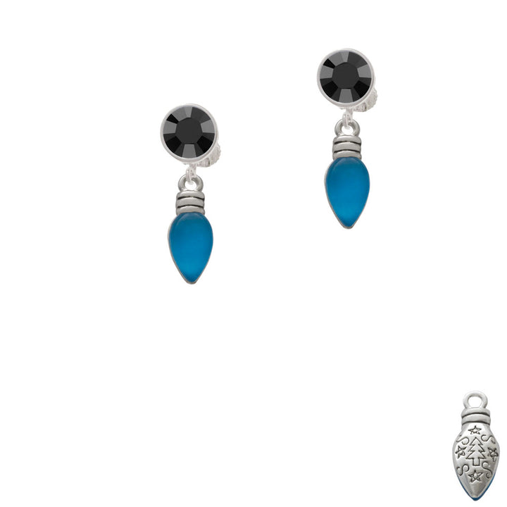 Christmas Lights - Hot Blue Resin Crystal Clip On Earrings Image 3