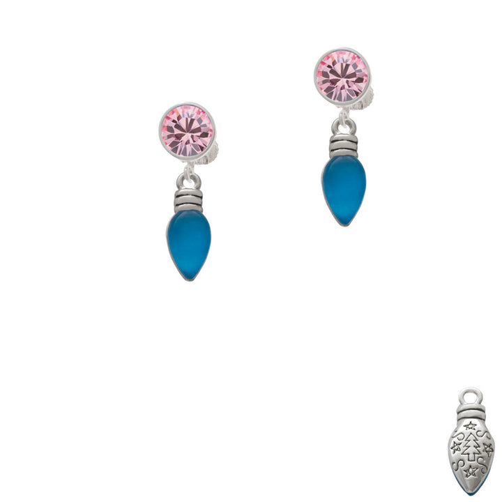 Christmas Lights - Hot Blue Resin Crystal Clip On Earrings Image 4