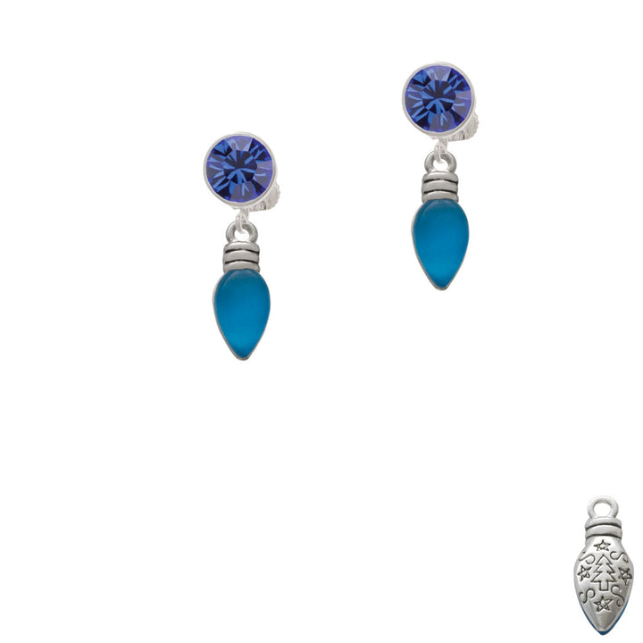 Christmas Lights - Hot Blue Resin Crystal Clip On Earrings Image 7