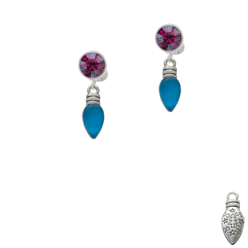 Christmas Lights - Hot Blue Resin Crystal Clip On Earrings Image 8