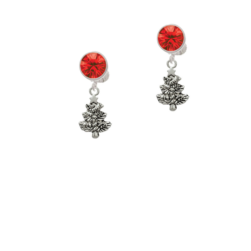 Antiqued Christmas Tree Crystal Clip On Earrings Image 4