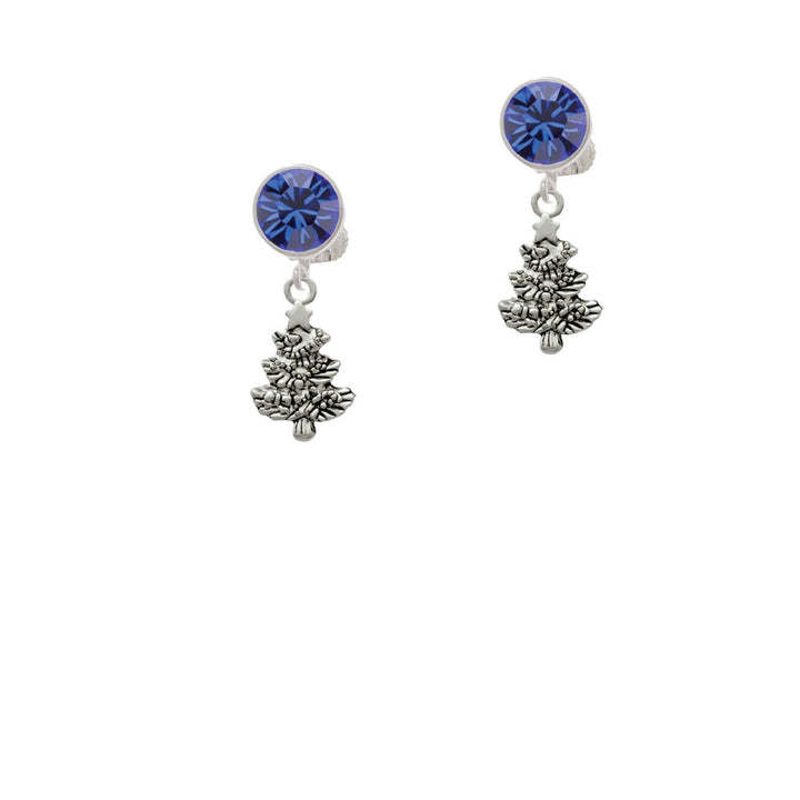 Antiqued Christmas Tree Crystal Clip On Earrings Image 7