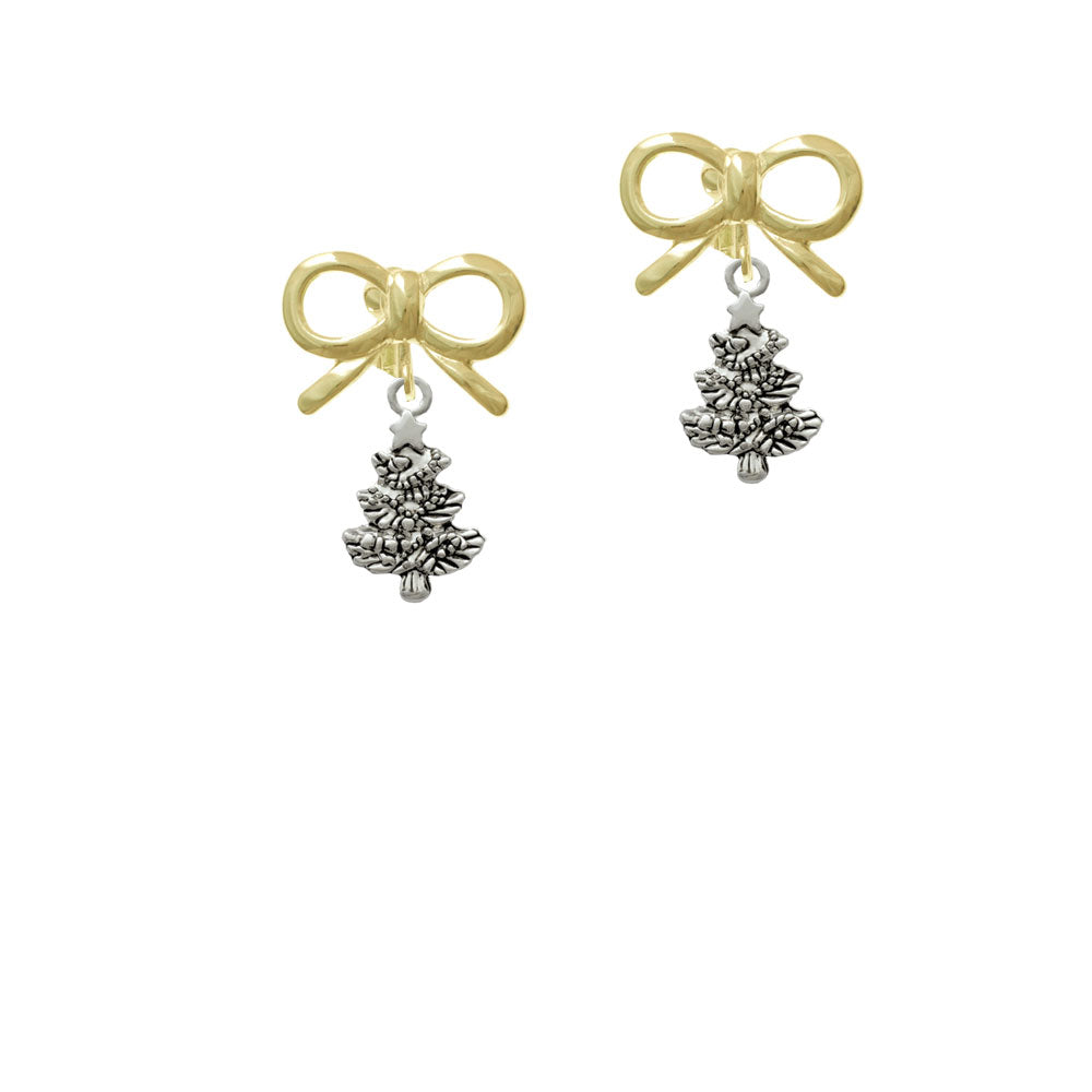 Antiqued Christmas Tree Crystal Clip On Earrings Image 10