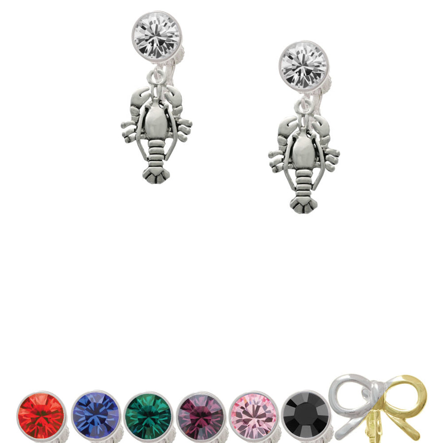 Antiqued Lobster Crystal Clip On Earrings Image 1