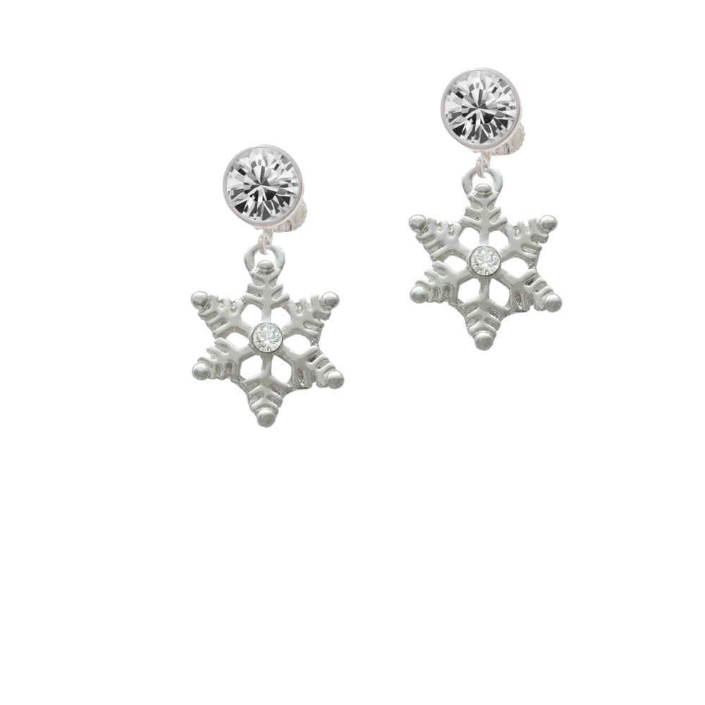 Snowflake with Clear Crystal Crystal Clip On Earrings Image 2