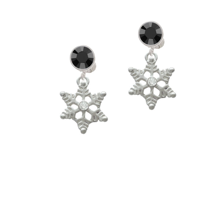 Snowflake with Clear Crystal Crystal Clip On Earrings Image 3