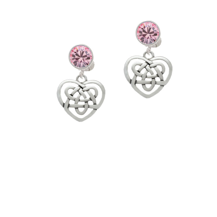 Celtic Knot Heart Crystal Clip On Earrings Image 4