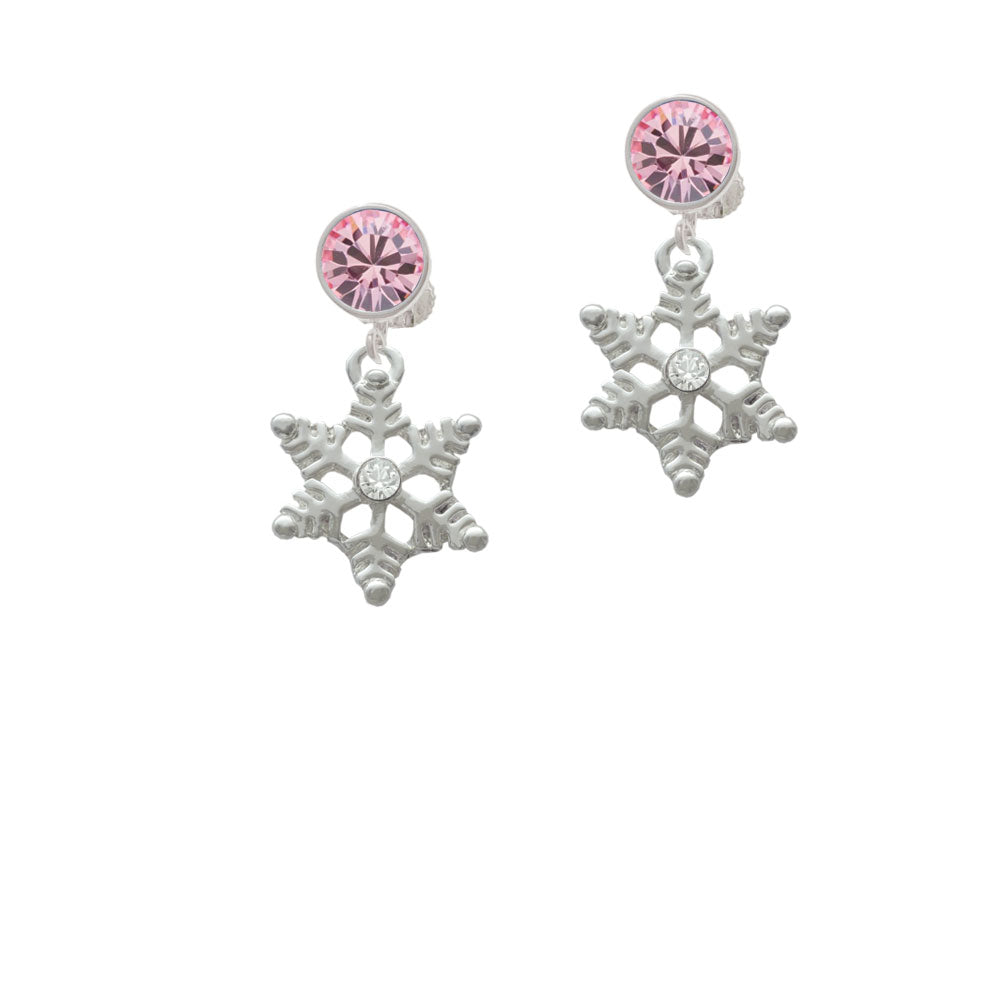 Snowflake with Clear Crystal Crystal Clip On Earrings Image 4