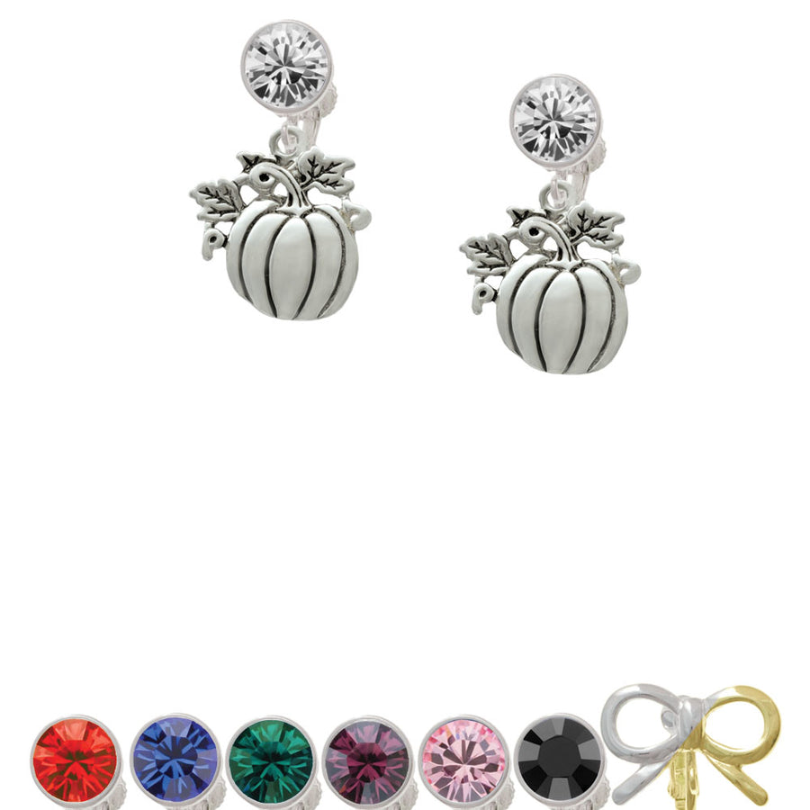 Large Antiqued Pumpkin Crystal Clip On Earrings Image 1