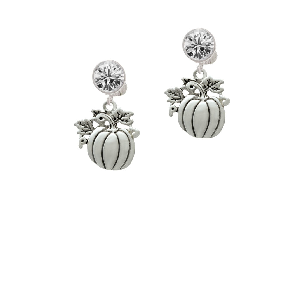 Large Antiqued Pumpkin Crystal Clip On Earrings Image 2