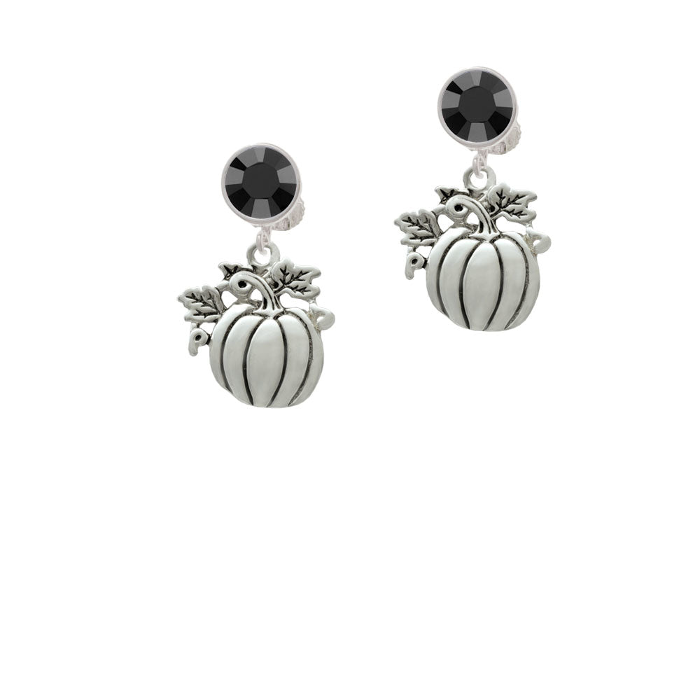 Large Antiqued Pumpkin Crystal Clip On Earrings Image 3