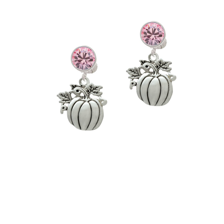 Large Antiqued Pumpkin Crystal Clip On Earrings Image 4