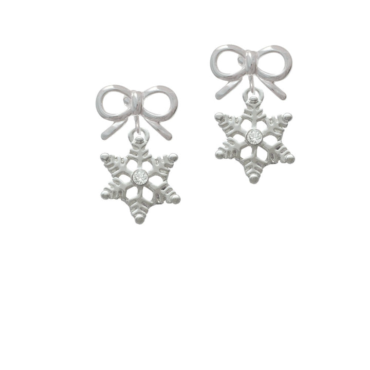 Snowflake with Clear Crystal Crystal Clip On Earrings Image 9