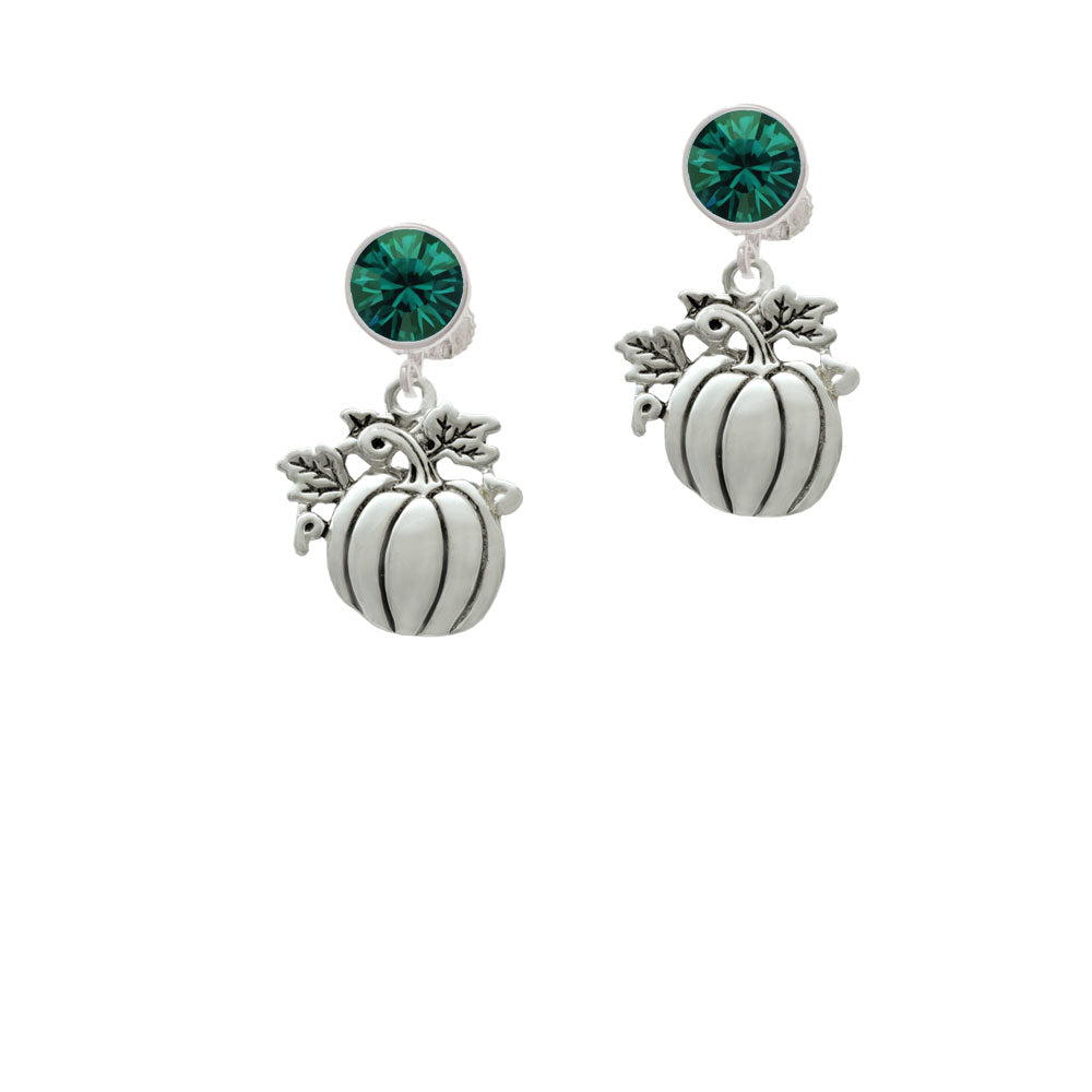 Large Antiqued Pumpkin Crystal Clip On Earrings Image 6