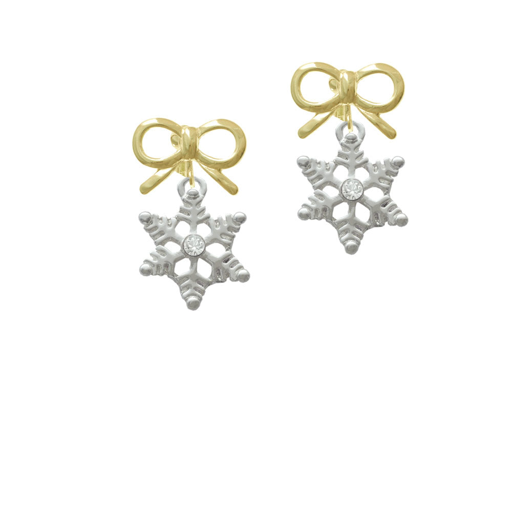 Snowflake with Clear Crystal Crystal Clip On Earrings Image 10