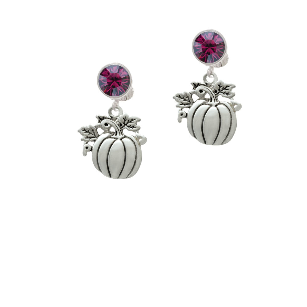 Large Antiqued Pumpkin Crystal Clip On Earrings Image 8