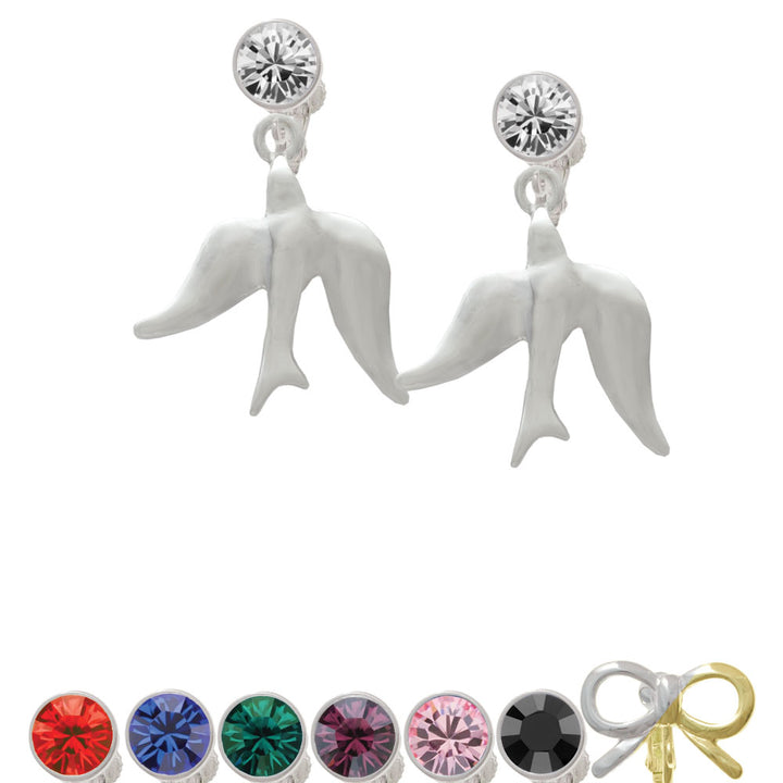 3-D Dove Crystal Clip On Earrings Image 1