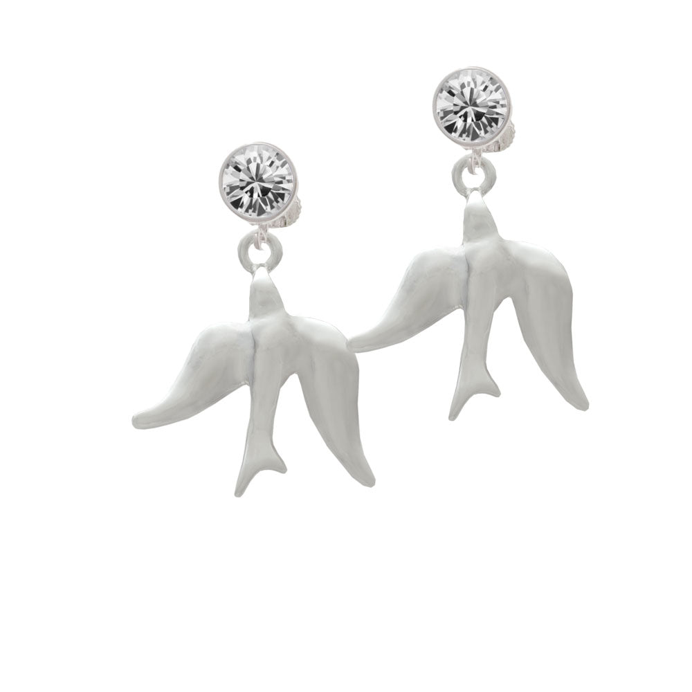 3-D Dove Crystal Clip On Earrings Image 2