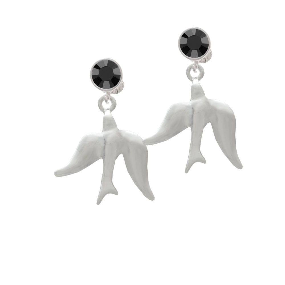 3-D Dove Crystal Clip On Earrings Image 1