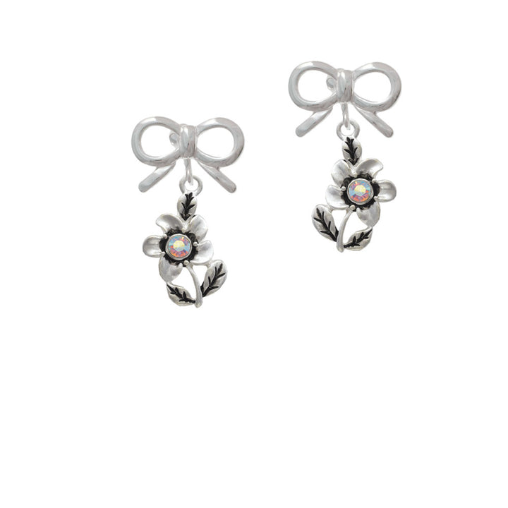 Flower with AB Crystal Crystal Clip On Earrings Image 9