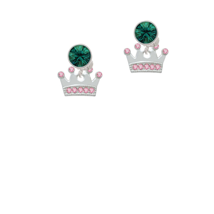 Crown with Light Pink Crystals Crystal Clip On Earrings Image 6