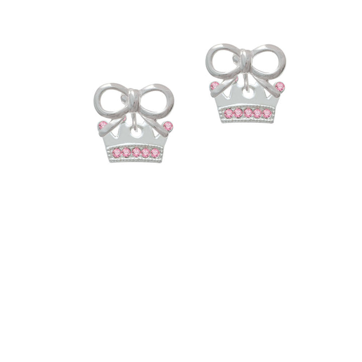 Crown with Light Pink Crystals Crystal Clip On Earrings Image 9