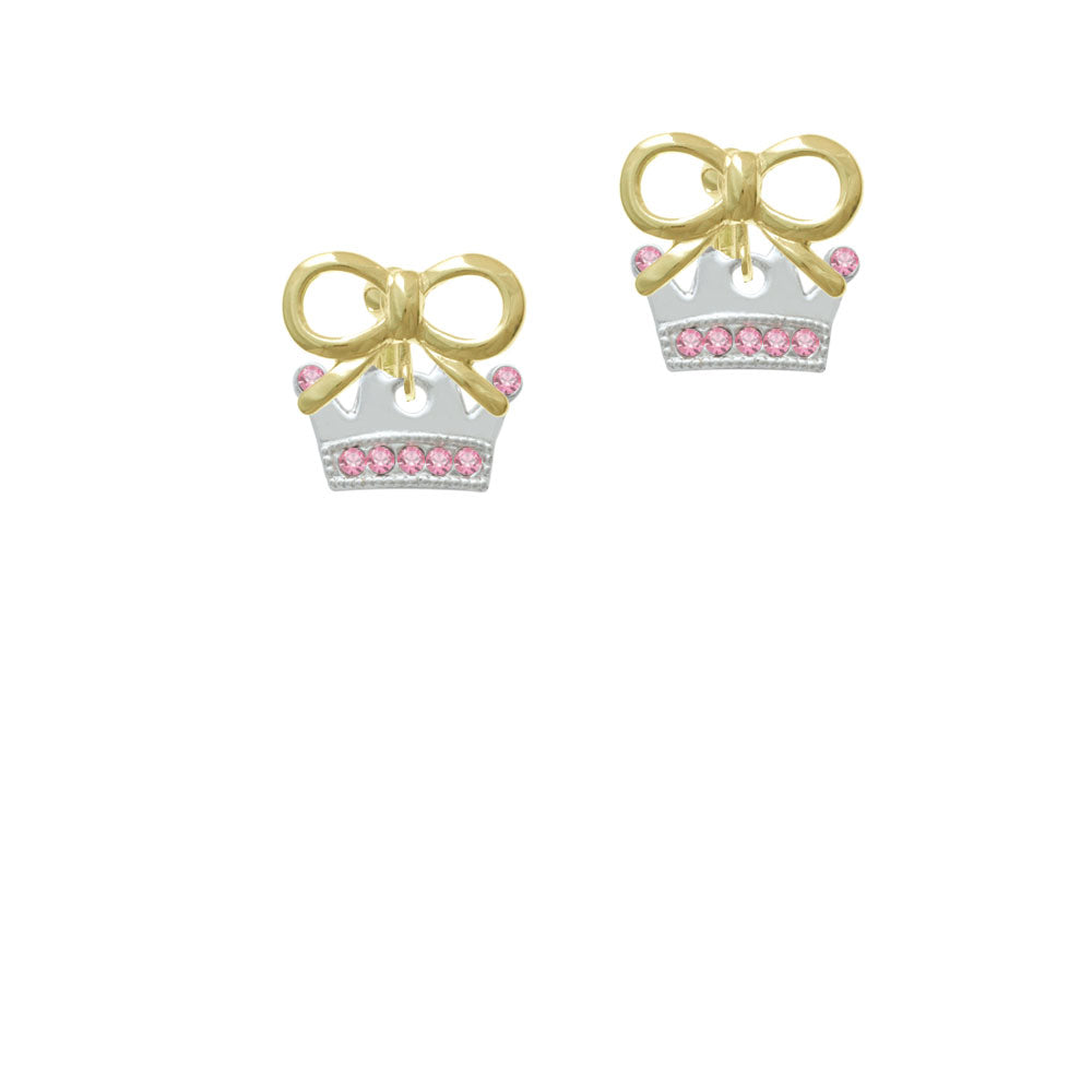 Crown with Light Pink Crystals Crystal Clip On Earrings Image 10