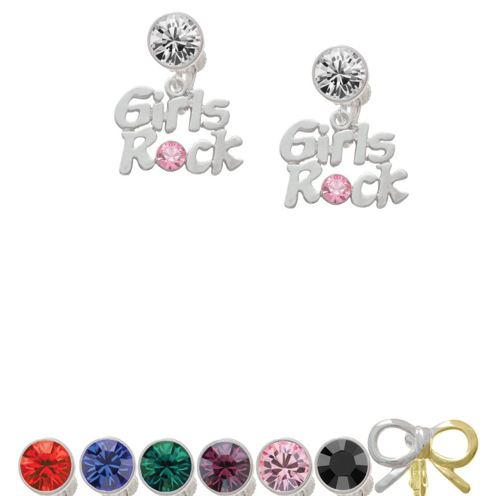 Girls Rock with Light Pink Crystal Crystal Clip On Earrings Image 1