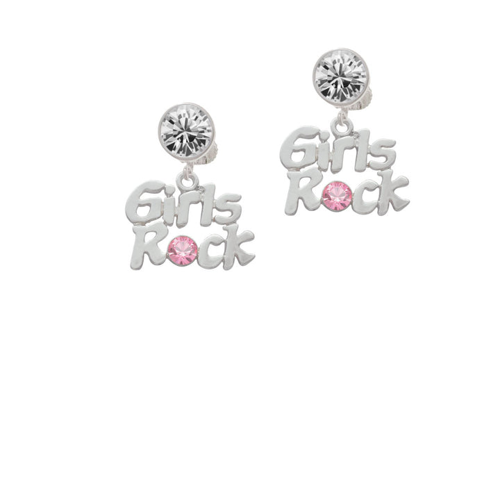 Girls Rock with Light Pink Crystal Crystal Clip On Earrings Image 2