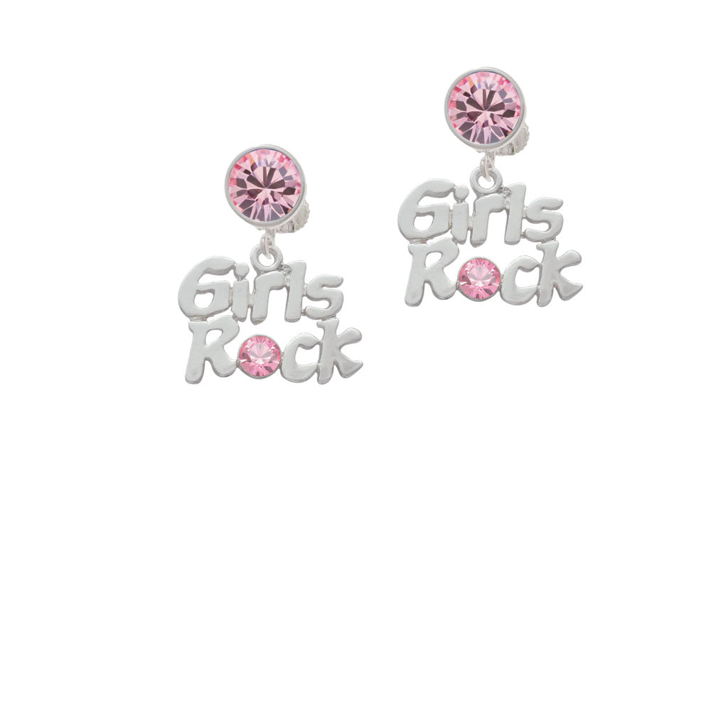 Girls Rock with Light Pink Crystal Crystal Clip On Earrings Image 4