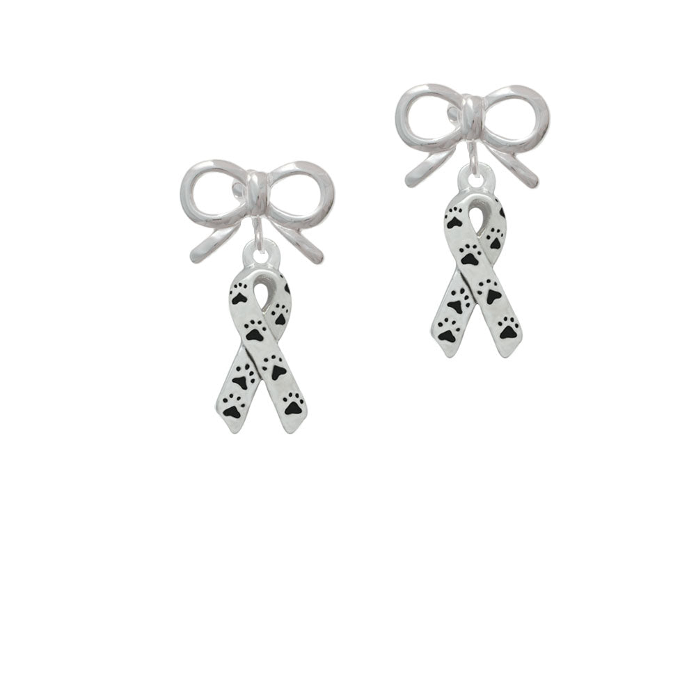 Small Antiqued Ribbon with Paws Crystal Clip On Earrings Image 9