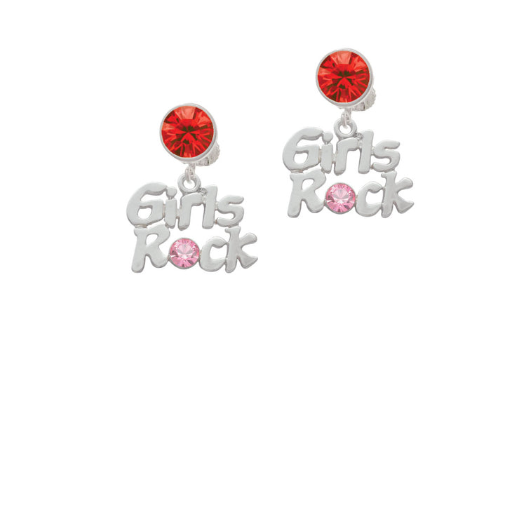 Girls Rock with Light Pink Crystal Crystal Clip On Earrings Image 4