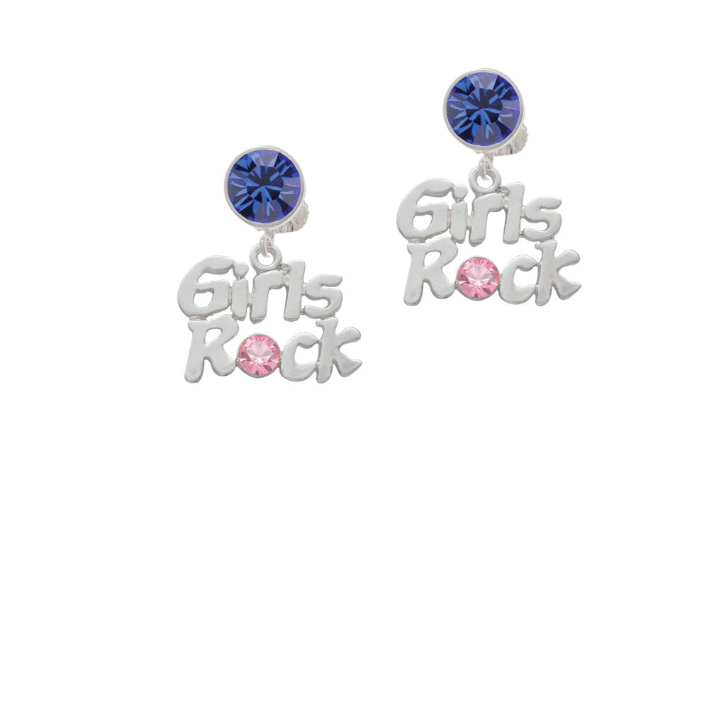 Girls Rock with Light Pink Crystal Crystal Clip On Earrings Image 7