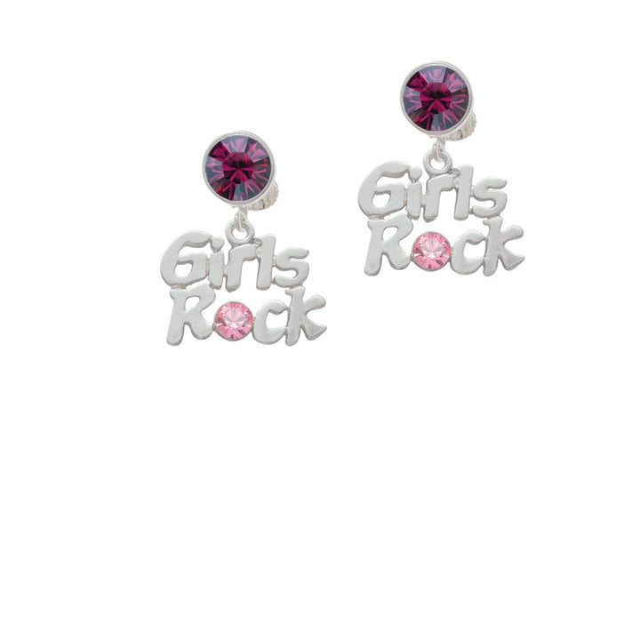 Girls Rock with Light Pink Crystal Crystal Clip On Earrings Image 8