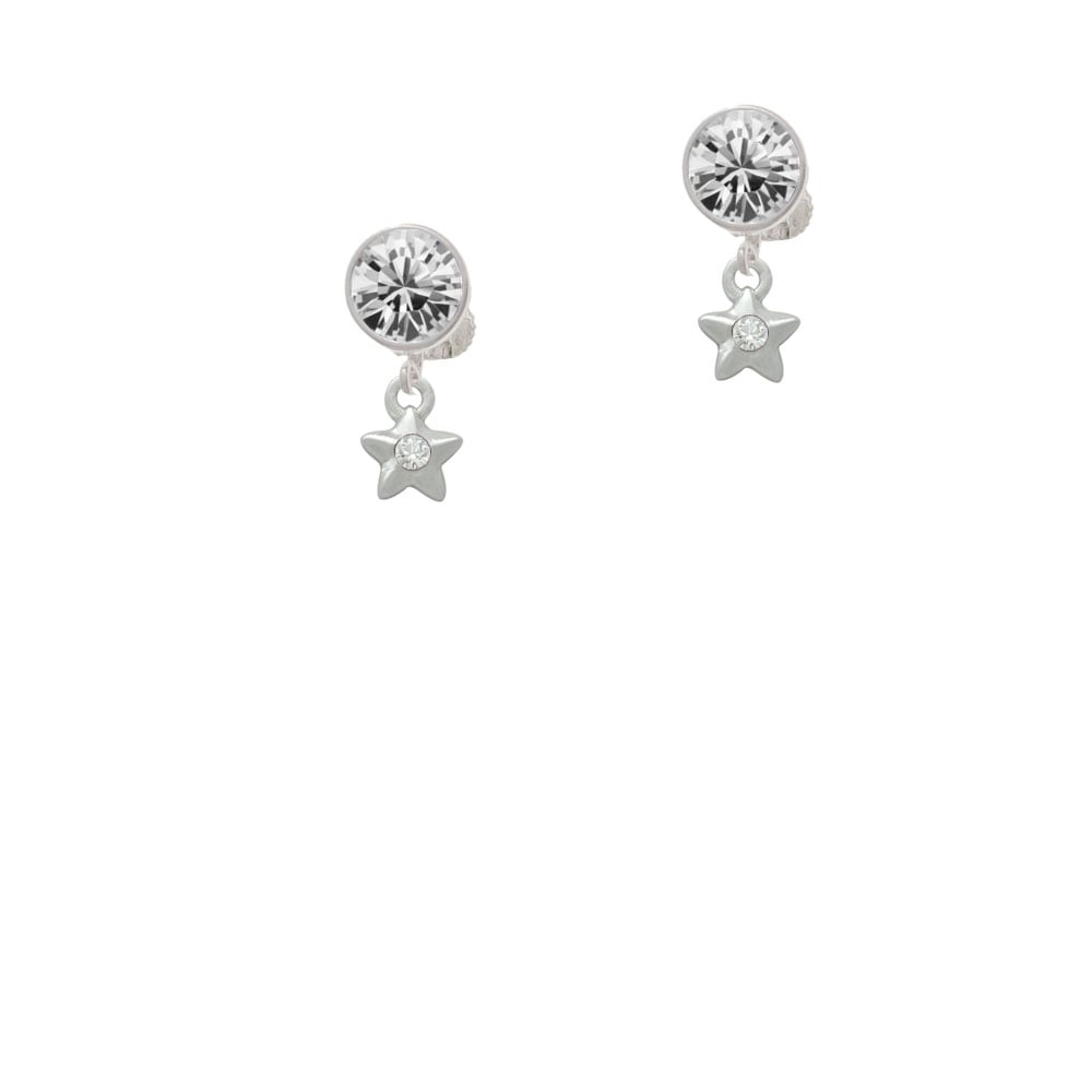 Mini Star with Clear Crystal Crystal Clip On Earrings Image 2