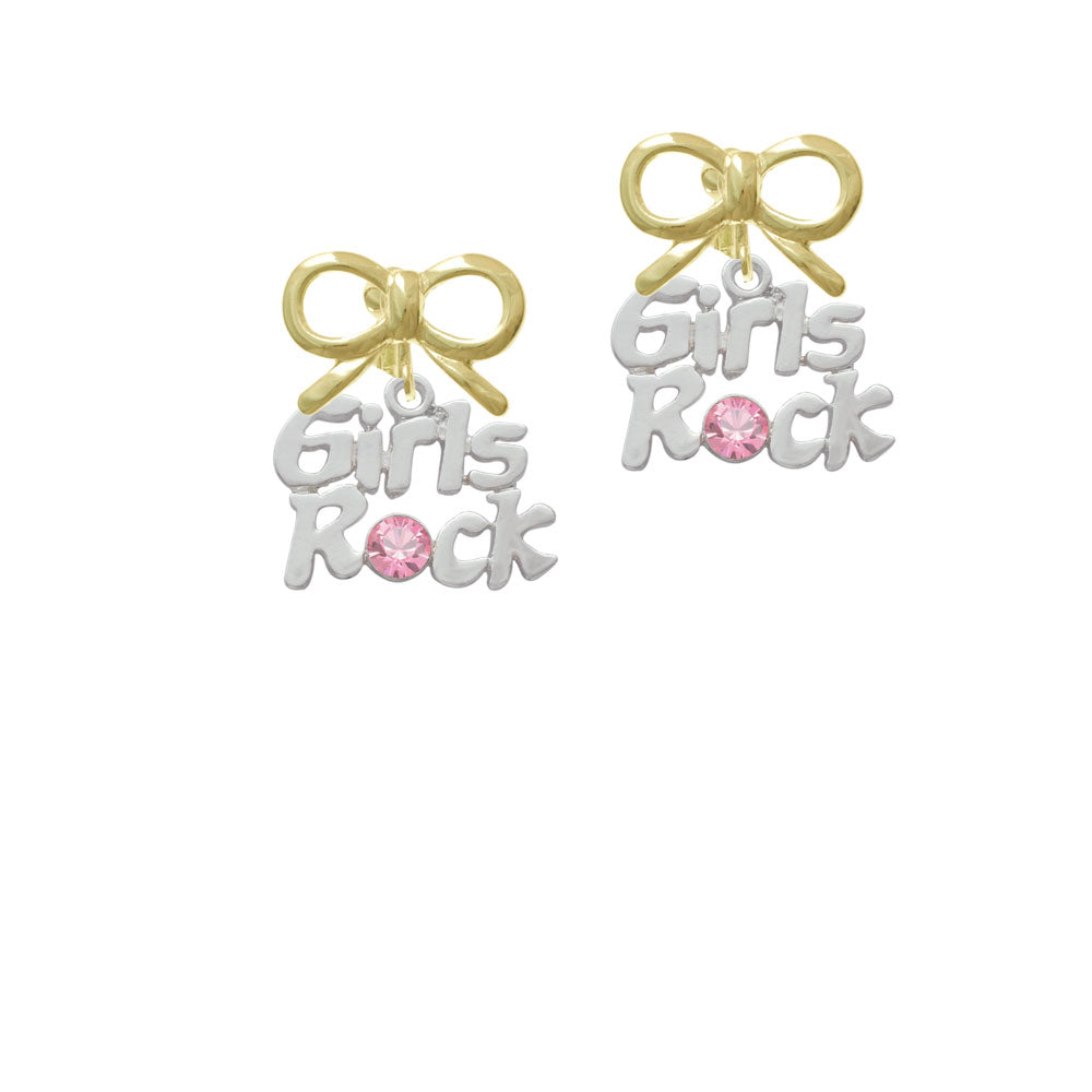 Girls Rock with Light Pink Crystal Crystal Clip On Earrings Image 10