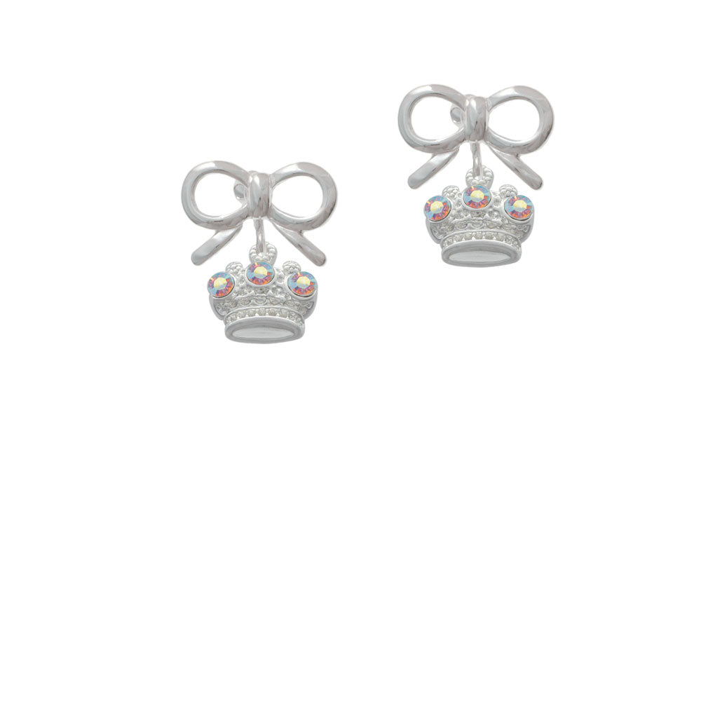 Crown with 3 Clear AB Crystals Crystal Clip On Earrings Image 9