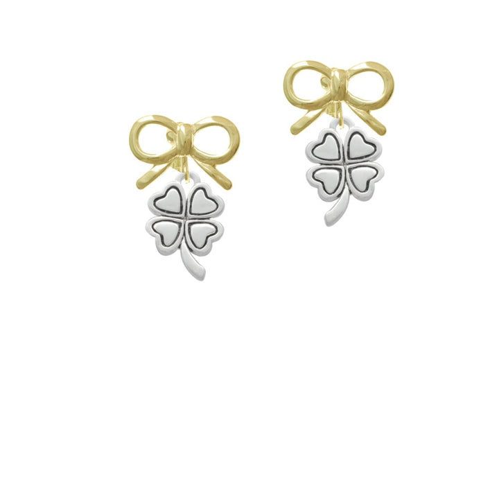 Antiqued Four Leaf Clover Crystal Clip On Earrings Image 10