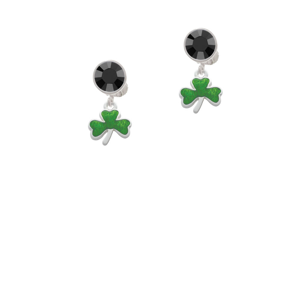 Translucent Green Shamrock Crystal Clip On Earrings Image 3