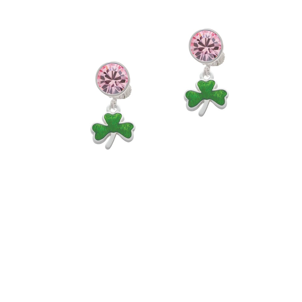 Translucent Green Shamrock Crystal Clip On Earrings Image 4