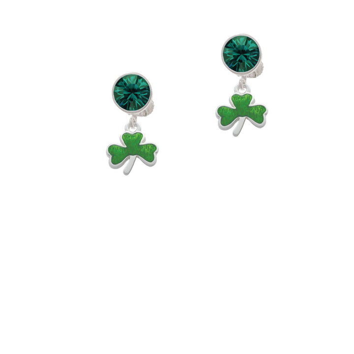 Translucent Green Shamrock Crystal Clip On Earrings Image 6