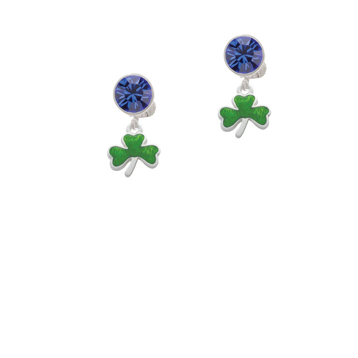 Translucent Green Shamrock Crystal Clip On Earrings Image 7