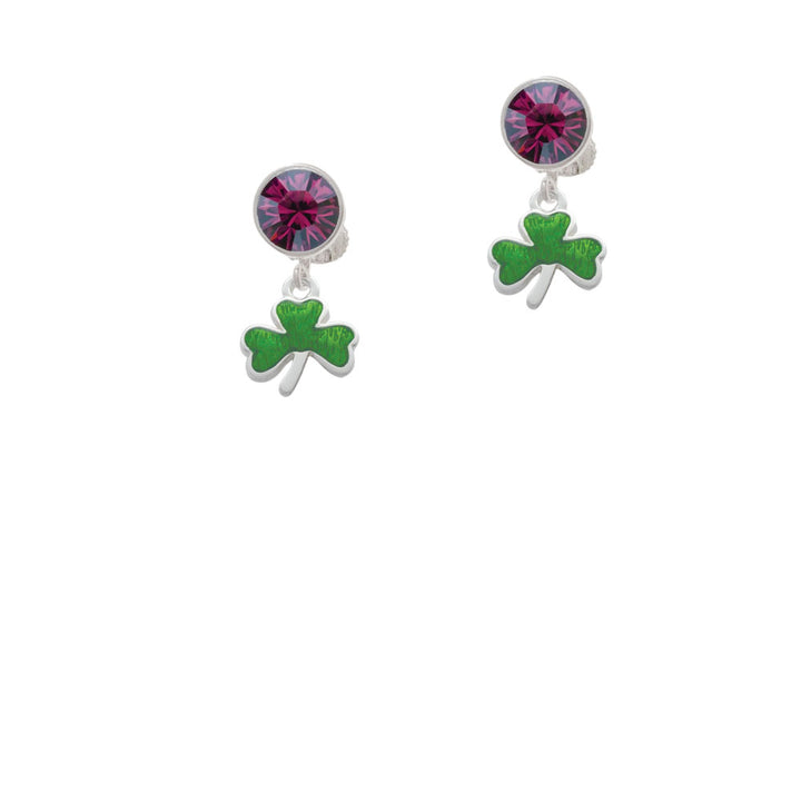 Translucent Green Shamrock Crystal Clip On Earrings Image 8