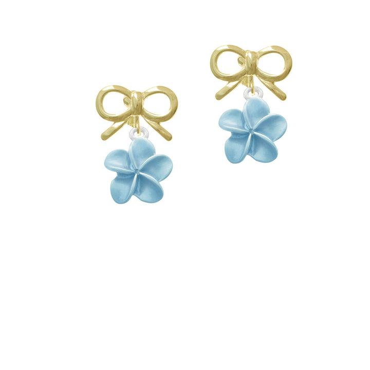 Blue Plumeria Flower Crystal Clip On Earrings Image 10