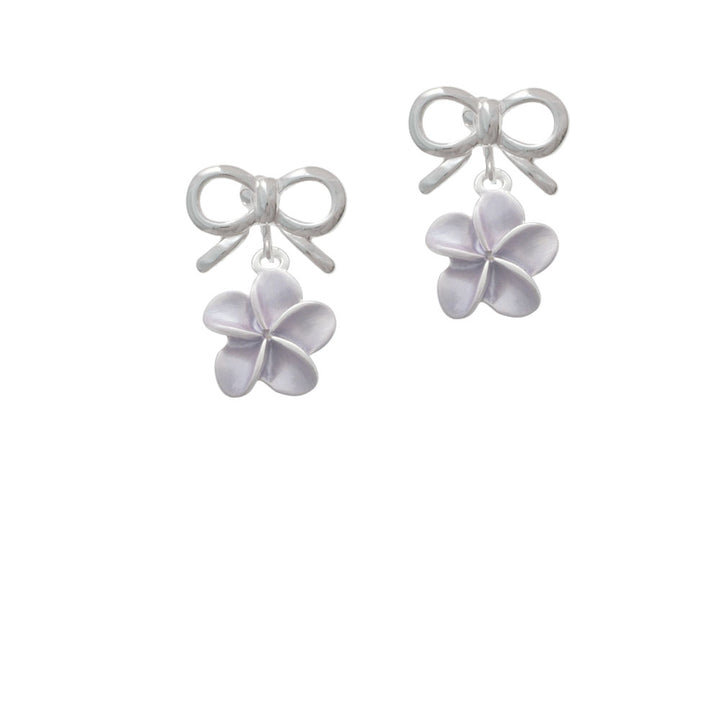 Purple Plumeria Flower Crystal Clip On Earrings Image 9