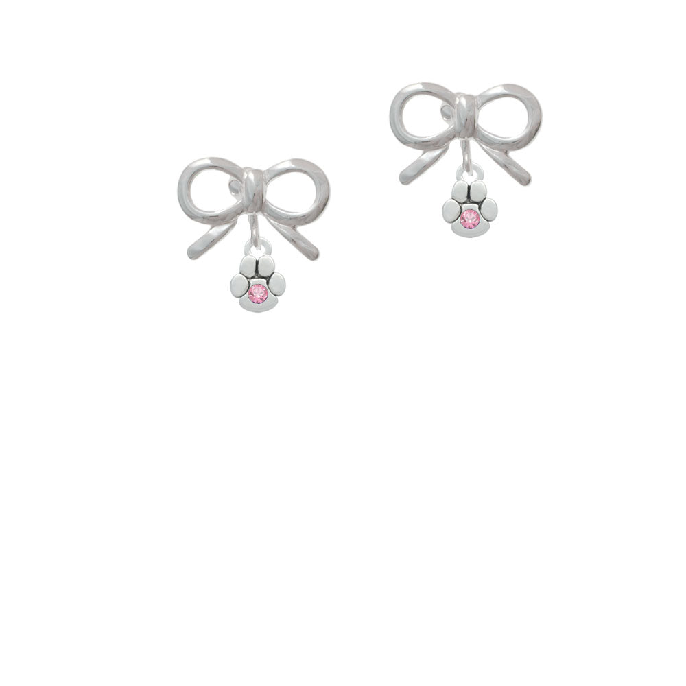 Mini Paw with Pink Crystal Crystal Clip On Earrings Image 9