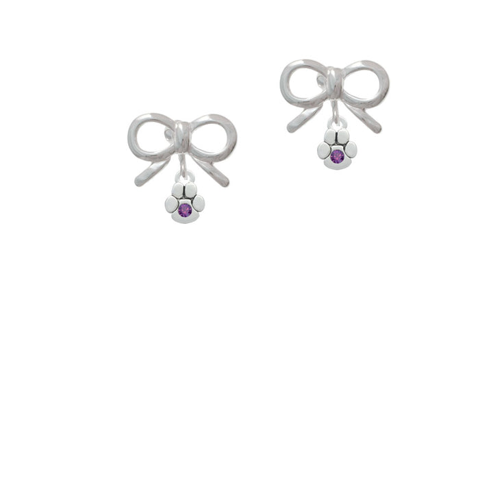 Mini Paw with Purple Crystal Crystal Clip On Earrings Image 9