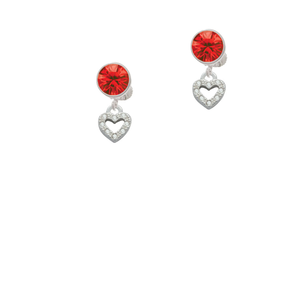 Mini Clear Crystal Heart Crystal Clip On Earrings Image 4