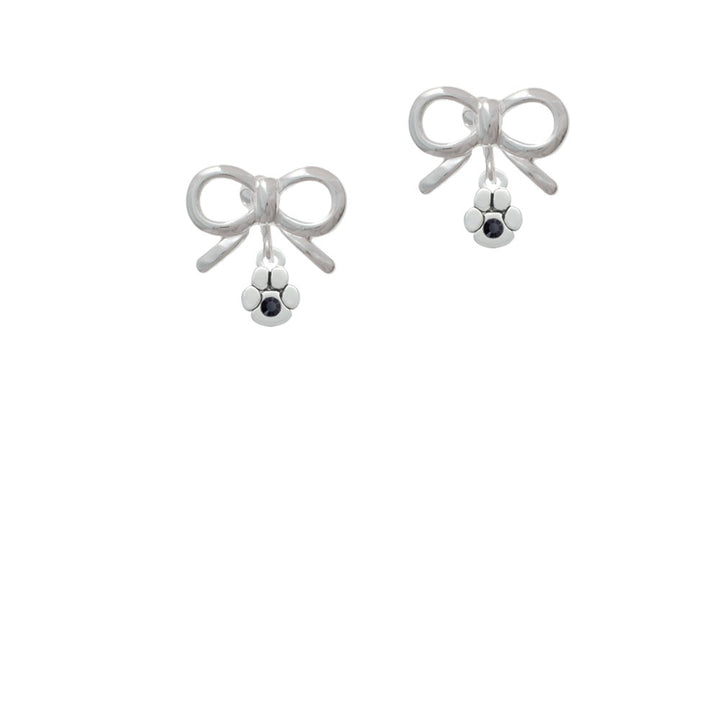 Mini Paw with Black Crystal Crystal Clip On Earrings Image 9